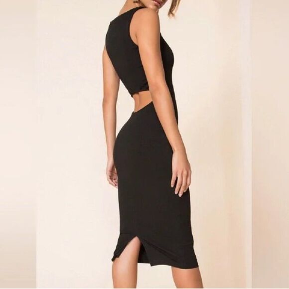 superdown Dresses & Skirts - Revolve Superdown XS Gail Ribbed Cutout Open Back Sleeveless Midi Dress Black